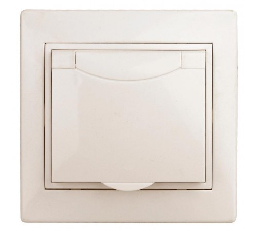 Розетка Intro Plano 1-203-02 с заземлением 2P+E Schuko с крышкой, 16А-250В, IP20, СУ, слоновая кость   Б0053890  Intro