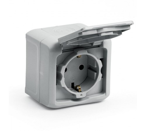 Quteo Серый Розетка с заземлением со шторками IP44  782351  Legrand