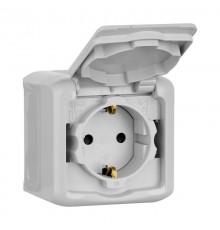 Quteo Серый Розетка с заземлением со шторками IP44  782351  Legrand