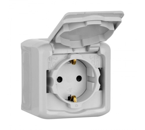 Quteo Серый Розетка с заземлением со шторками IP44  782351  Legrand