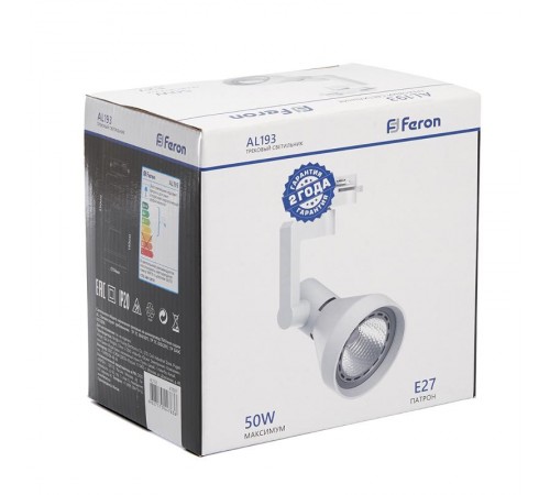 Светильник трековый под лампу E27, белый AL193  41597  Feron