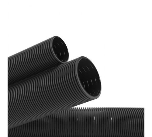 Труба двустенная гибкая дренажная 110мм, SN6, перфорация 360 град., черный  140911A  DKC