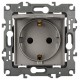 Розетка ЭРА Серия 12 12-2103-16 , с заземлением со шторками с крышкой, 16А-250В, титан   Б0065722  ЭРА