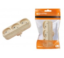 Блок на 3 гнезда 2П б/з плоский 6А 250B "Эко" (сосна)   SQ1806-0075  TDM