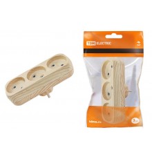 Блок на 3 гнезда 2П б/з плоский 6А 250B "Эко" (сосна)   SQ1806-0075  TDM