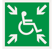 Знак безопасности BL-1515.E65"Пункт (место) сбора МГН (безопасная зона МГН)"  a18492  Белый свет