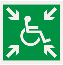 Знак безопасности BL-1515.E65"Пункт (место) сбора МГН (безопасная зона МГН)"  a18492  Белый свет