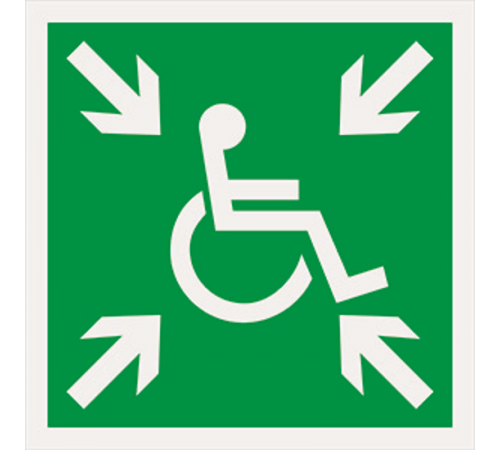 Знак безопасности BL-1515.E65"Пункт (место) сбора МГН (безопасная зона МГН)"  a18492  Белый свет