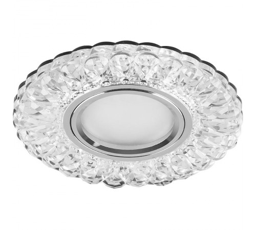 Светильник точечный встраиваемый под лампу, с LED подсветкой CD938 15LED*2835 SMD 4000K, MR16 50W G5.3, прозрачный, хром  29471  FERON