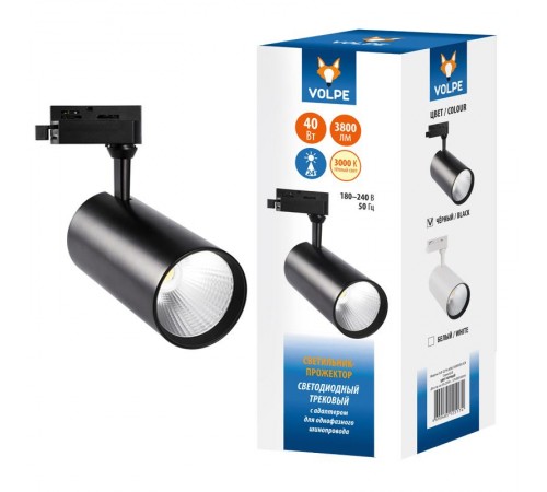 Светильник светодиодный трековый ULB-Q276 40W/3000К BLACK 3800 Лм 3000К черный  UL-00005948  Volpe