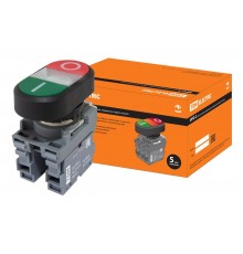 Кнопка двойная MPD2-11С (зеленая/красная) (LED) в сборе d22мм/24В (I/O)  линза прозрачная  SQ0747-0061  TDM