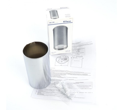 Светильник накладной потолочный под лампу, спот, ML176 MR16 20W 220V, хром  40511  Feron