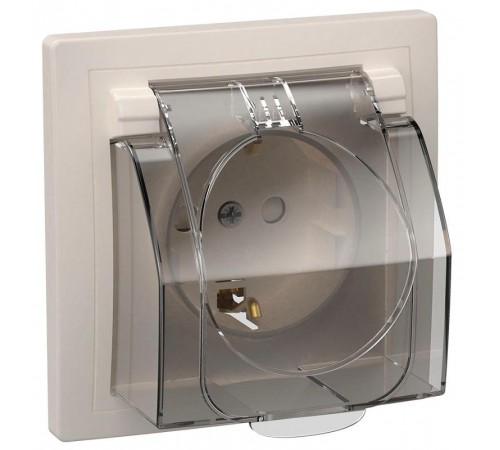 КВАРТА Белый Розетка 1-местная с заземлением со шторками керамика 16А РСбш11-3-ККБ-44 IP44  ERK71-K01-10-DM-44  GENERICA