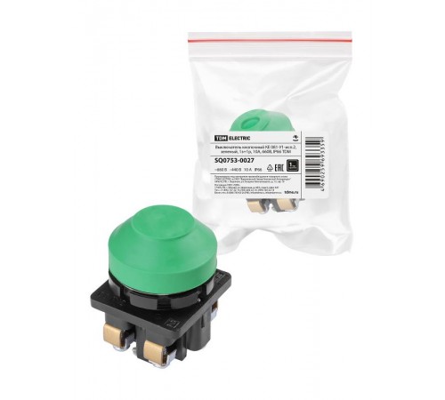 Выключатель кнопочный КЕ 081-У1-исп.2, зеленый, 1з+1р, 10A, 660B, IP66  SQ0753-0027  TDM