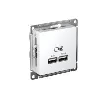 AtlasDesign Белый Розетка USB, 5В, 1 порт x 2,1 А, 2 порта х 1,05 А, механизм  ATN000133  SE