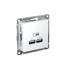 AtlasDesign Белый Розетка USB, 5В, 1 порт x 2,1 А, 2 порта х 1,05 А, механизм  ATN000133  SE