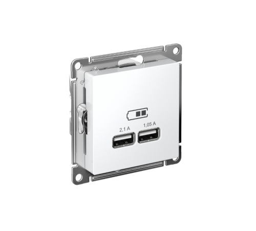 AtlasDesign Белый Розетка USB, 5В, 1 порт x 2,1 А, 2 порта х 1,05 А, механизм  ATN000133  SE