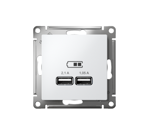 AtlasDesign Белый Розетка USB, 5В, 1 порт x 2,1 А, 2 порта х 1,05 А, механизм  ATN000133  SE