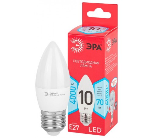 Лампа светодиодная RED LINE LED B35-10W-840-E27 R Е27 / E27 10 Вт свеча нейтральный белый свет  Б0050696  ЭРА