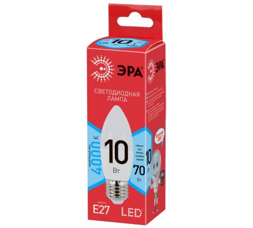 Лампа светодиодная RED LINE LED B35-10W-840-E27 R Е27 / E27 10 Вт свеча нейтральный белый свет  Б0050696  ЭРА