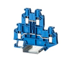 Клемма двухуровневая, винтовой зажим, 4 точки подключения, 4 кв.мм, синяя  TTURB-4-BU  DKC