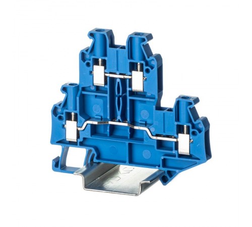 Клемма двухуровневая, винтовой зажим, 4 точки подключения, 4 кв.мм, синяя  TTURB-4-BU  DKC