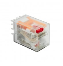 Реле миниатюрное промышленное общего назначения, 4CO, ком. ток 6А, AgSnO2, напряжение 24V AC, опция: тест-кнопка+светодиод  IR-24AC-4CO-D  DKC