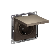 AtlasDesign Мокко Розетка с заземлением, со шторками, с крышкой, 16А, механизм  ATN000646  SE