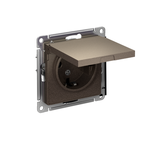 AtlasDesign Мокко Розетка с заземлением, со шторками, с крышкой, 16А, механизм  ATN000646  SE