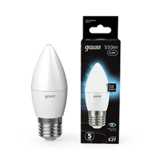 Лампа светодиодная LED 6,5Вт E27 220В 4100К свеча  103102207  Gauss