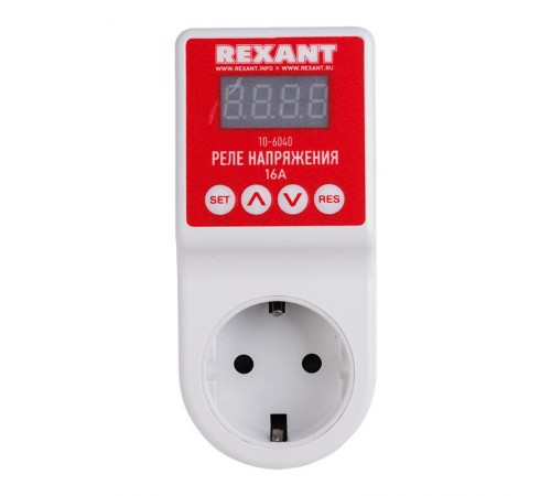 Реле напряжения "вилка-розетка" c дисплеем 16А  10-6040  REXANT