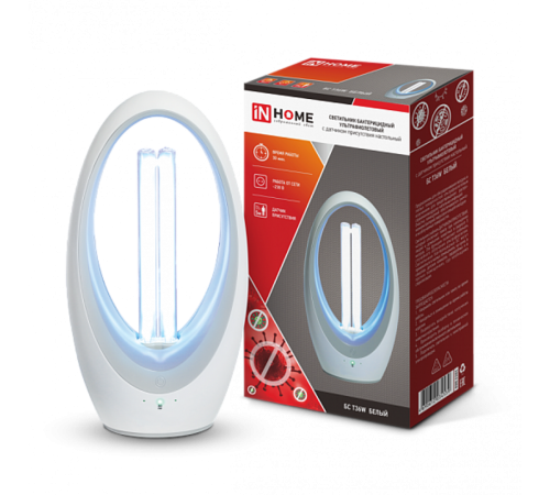 Светильник бактерицидный ультрафиолетовый настольный БС Т36W 36Вт белый с датчиком присутствия 230В  4690612034539  IN HOME