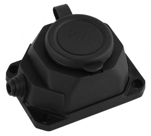 K-1e-B-IP44 ЭРА Колодка каучуковая с/з 1гн 16A IP44 черная  Б0044543  ЭРА