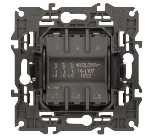 14-1107-02 Выключатель 3-клавишный, 10АХ-250В, IP20, Эра Elegance, сл.кость  Б0034250  ЭРА