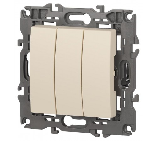 14-1107-02 Выключатель 3-клавишный, 10АХ-250В, IP20, Эра Elegance, сл.кость  Б0034250  ЭРА