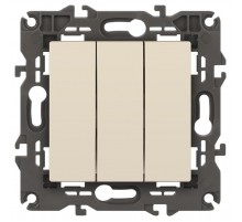 14-1107-02 Выключатель 3-клавишный, 10АХ-250В, IP20, Эра Elegance, сл.кость  Б0034250  ЭРА