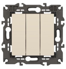 14-1107-02 Выключатель 3-клавишный, 10АХ-250В, IP20, Эра Elegance, сл.кость  Б0034250  ЭРА