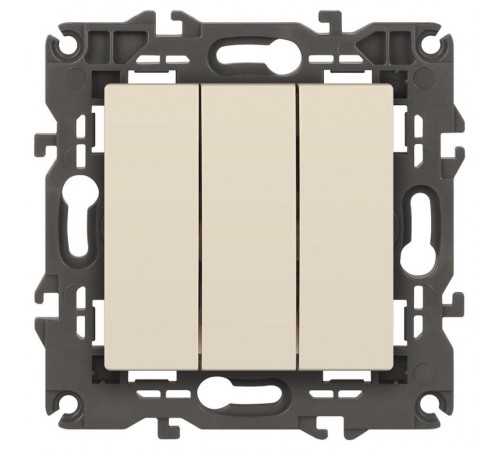 14-1107-02 Выключатель 3-клавишный, 10АХ-250В, IP20, Эра Elegance, сл.кость  Б0034250  ЭРА