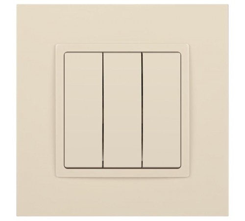 14-1107-02 Выключатель 3-клавишный, 10АХ-250В, IP20, Эра Elegance, сл.кость  Б0034250  ЭРА