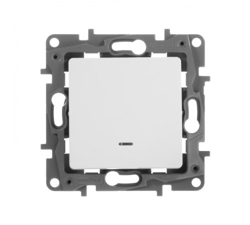 Etika Белый Переключатель с подсветкой, 10А, автозажимные клеммы  672215  Legrand