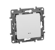 Etika Белый Переключатель с подсветкой, 10А, автозажимные клеммы  672215  Legrand