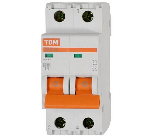 Выключатель автоматический двухполюсный ВА47-29 3А C 4,5кА  SQ0206-0086  TDM