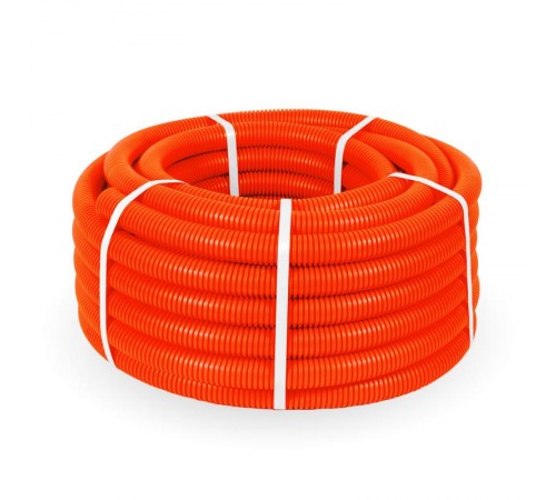 Труба гофрированная ПНД лёгкая 350 Н оранжевая с/з д32 (25м/1375м уп/пал) безгалогенная (HF)   PR.023261  Промрукав