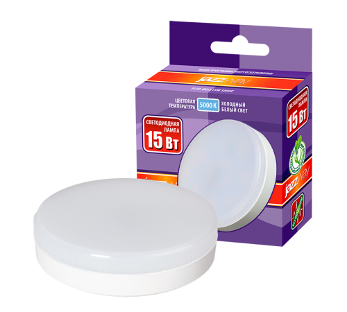 Лампа светодиодная LED 15Вт GX53 220В 5000К PLED-GX53 таблетка (плоский цилиндр)  2855466  Jazzway