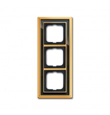 Рамка 3-постовая, серия Династия, Латунь полированная, черное стекло  1754-0-4567   2CKA001754A4567  ABB