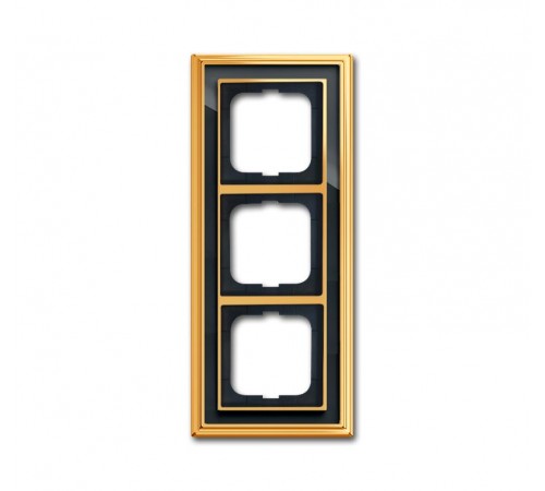 Рамка 3-постовая, серия Династия, Латунь полированная, черное стекло  1754-0-4567   2CKA001754A4567  ABB