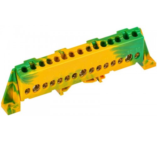 TEKFOR Шина PE "земля" в комбинированном DIN-изоляторе "Стойка" 8х12-15-ЖЗ  TF-NN20-15-DP-K52  IEK