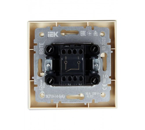 BRITE Выключатель 1-клавишный 10А в сборе ВСР10-1-0-БрКр бежевый  BR-V10-0-10-K10-F  IEK