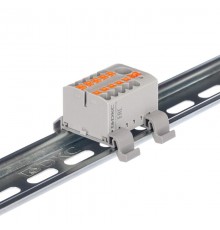 Блок распределительный с гориз. адаптером на рейку  35мм, зажим push-in, 1 ввод 6 кв.мм, 10  подкл. 2,5 кв.мм, серый  DTP1-110-104SPUG-H  DKC