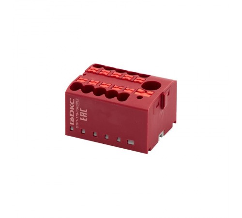 Блок распределительный, зажим push-in, 1 ввод 6 кв.мм, 10 точек подключения 2,5 кв.мм, красный  DTP1-110-104SPUR  DKC
